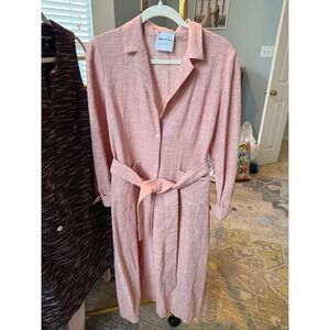 Sartoria Feemina x Nicole Soto Linen Button‎ Down Shirt Dress Pink L Belted